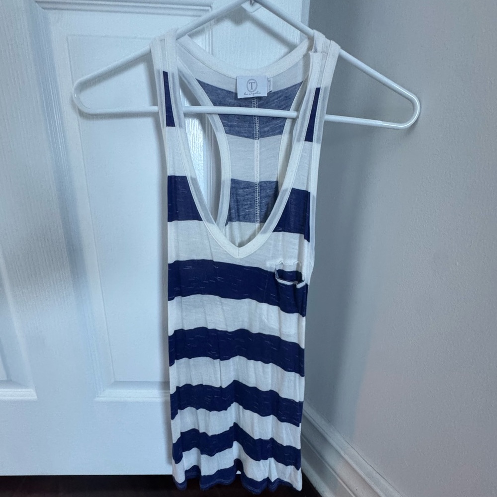 t Los Angeles Striped Blue and White Tank Top